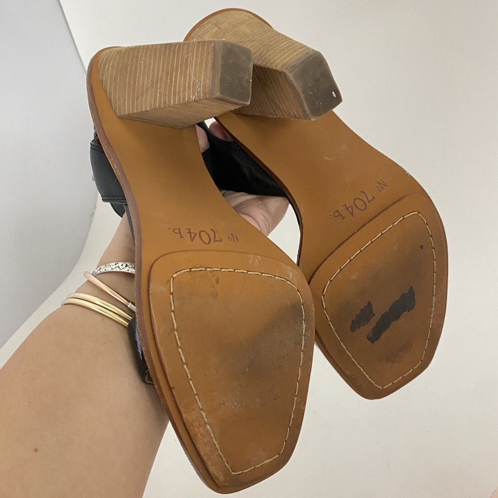 Anthropologie No 704b Almada Black Ankle Strap Patent Leather Size 39.5M Heels - Picture 10 of 14